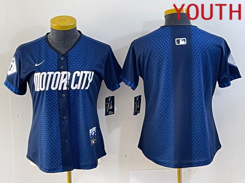 Youth Detroit Tigers Blank Blue City Edition Nike 2024 MLB Jersey style 1